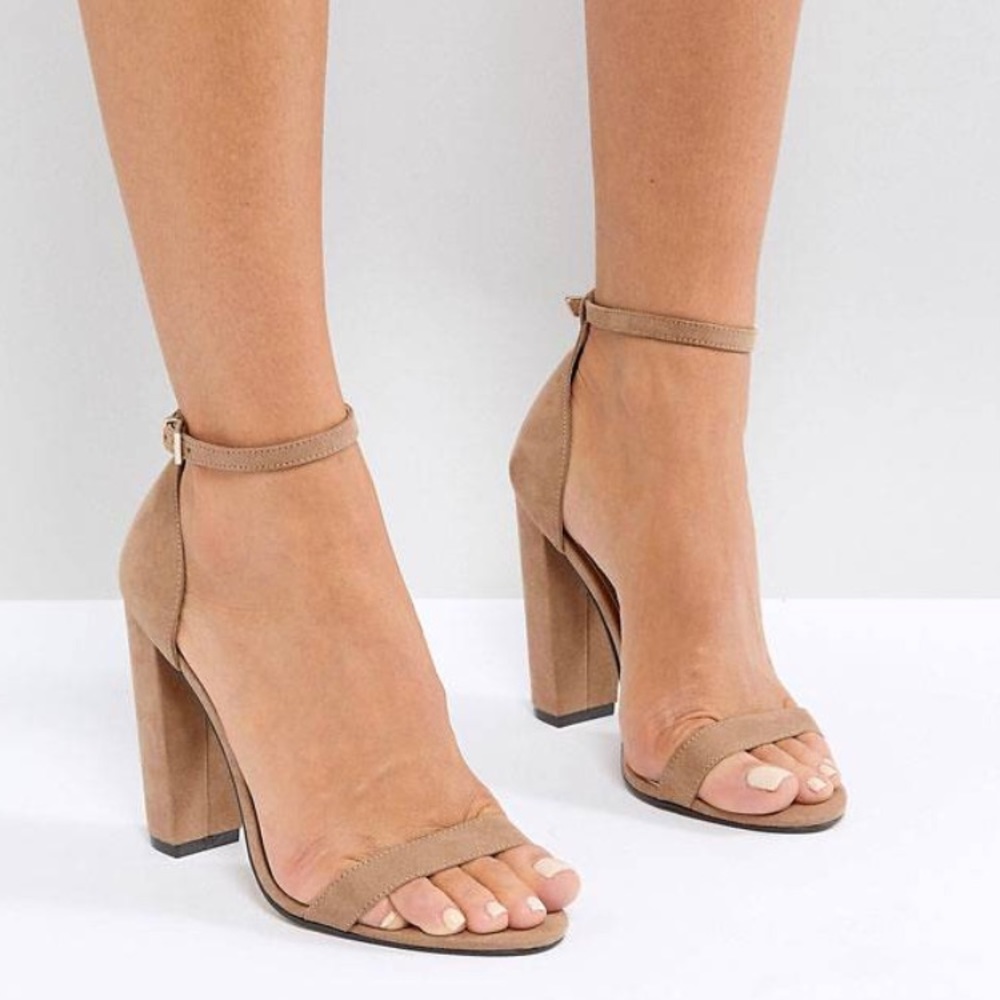 Barely there sandals in dark beige 6.5